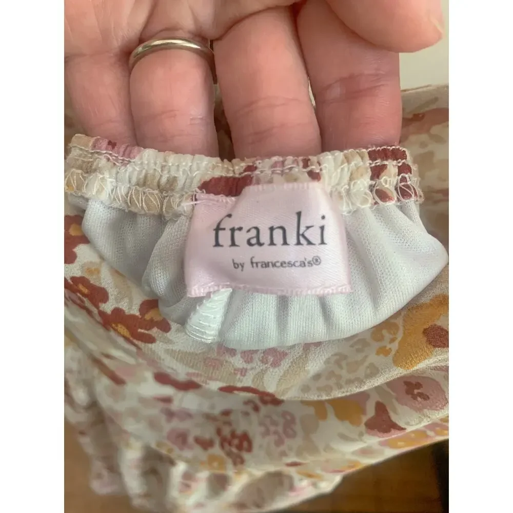 Franki by Francesca's Kids Floral Leopard Puff Sleeve‎ Tie Back Dress Size 14